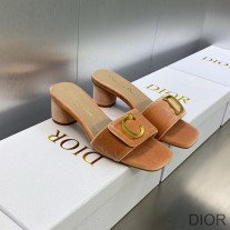 C'est Dior Heeled Slides Women Velvet Brown - Dior Bag Outlet Official