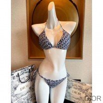 Christian Dior Bag Outlet For Sale Christian Dior Bikini Women Oblique Jacquard Technical Fabric Blue - Dior Bag Outlet Official