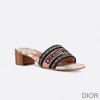 Christian Dior Bag Outlet For Sale Christian Dior Dway Heeled Slides Women Jardin d'Hiver Motif Canvas White - Dior Bag Outlet Official