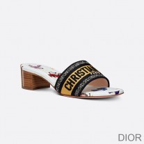 Christian Dior Bag Outlet For Sale Christian Dior Dway Heeled Slides Women Pixel Zodiac Motif Canvas White - Dior Bag Outlet Official