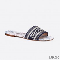 Christian Dior Bag Outlet For Sale Christian Dior Dway Slides Women Around The World Motif Canvas Blue - Dior Bag Outlet Official