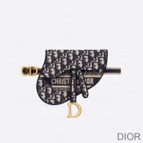 Christian Dior Saddle Flat Belt Pouch Oblique Motif Canvas Blue