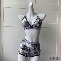 Christian Dior Bag Outlet For Sale Christian Dior Two-Piece Crisscross Swimsuit Women Toile De Jouy Lycra Beige - Dior Bag Outlet Official