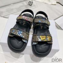 DiorAct Sandals Women Petites Fleurs Technical Fabric Green - Dior Bag Outlet Official