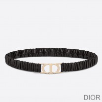 Dior 30 Montaigne Stretch Belt Pleated Lambskin Black/Gold - Dior Bag Outlet Official
