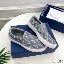 Dior B101 Slip-on Sneakers Unisex CD Diamond Motif Canvas and Smooth Calfskin Grey - Dior Bag Outlet Official
