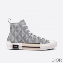 Dior B23 High-Top Sneakers Unisex CD Diamond Motif Canvas Grey