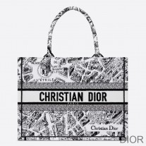Dior Book Tote Plan de Paris Motif Canvas White - Dior Bag Outlet Official