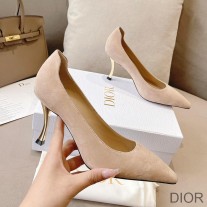 Dior D-Fame Pumps Women Suede Apricot - Dior Bag Outlet Official