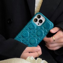 Dior iPhone Case Cannage Patent Leather Blue - Dior Bag Outlet Official