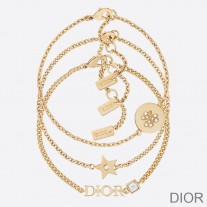 Dior evolution Bracelet Set Chain and White Crystals Gold