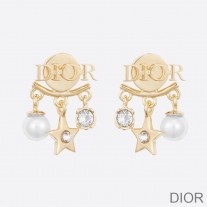 Dior evolution Earrings Metal, White Resin Pearls And White Crystals Gold
