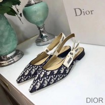 J'Adior Slingback Ballerina Flats Women Oblique Motif Canvas Black - Dior Bag Outlet Official