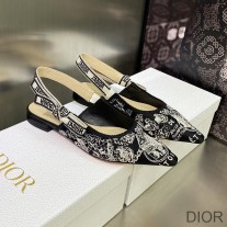 J'Adior Slingback Ballerina Flats Women Plan de Paris Motif Cotton Black - Dior Bag Outlet Official