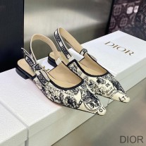 J'Adior Slingback Ballerina Flats Women Plan de Paris Motif Cotton White - Dior Bag Outlet Official