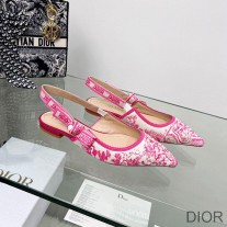 J'Adior Slingback Ballerina Flats Women Toile de Jouy Motif Cotton Rose - Dior Bag Outlet Official