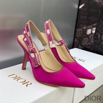 J'Adior Slingback Pumps Women Satin and Cotton Rose - Dior Bag Outlet Official
