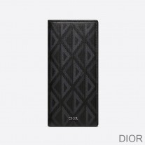 Large Dior Vertical Wallet CD Diamond Motif Canvas Black - Dior Bag Outlet Official