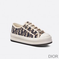 Walk'N'Dior Platform Sneakers Women Oblique Motif Canvas Blue - Dior Bag Outlet Official