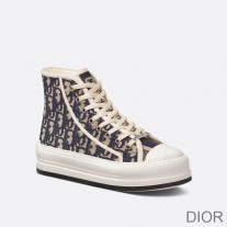 Walk'n'Dior High-Top Platform Sneakers Women Oblique Motif Canvas Blue - Dior Bag Outlet Official
