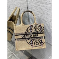 Dior Book Tote in Jute Canvas Embroidered With Dior Union Motif