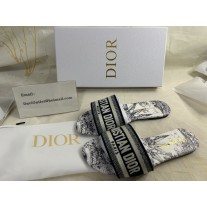 Dior Dway Slides Women Embroidered Cotton Mules Black