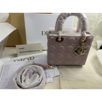 Dior Lady Dior Bag 20cm Cannage Lambskin Pink