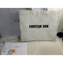 Dior Large Book Tote Floral Embroidery White Black