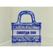 Dior Mini Book Tote 23CM Fluorescent Blue Embroidered