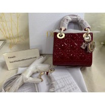 Dior Mini Lady Dior Bag Cherry Red Patent Cannage Calfskin
