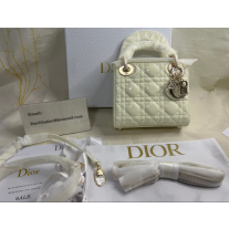 Dior Mini Lady Dior Bag Patent Cannage Calfskin White