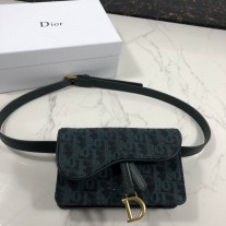 Dior Saddle Belt Pouch Green Dior Oblique Jacquard