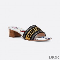Christian Dior Bag Outlet For Sale Christian Dior Dway Heeled Slides Women Pixel Zodiac Motif Canvas White - Dior Bag Outlet Official