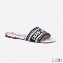 Christian Dior Bag Outlet For Sale Christian Dior Dway Slides Women Around The World Motif Canvas Blue - Dior Bag Outlet Official