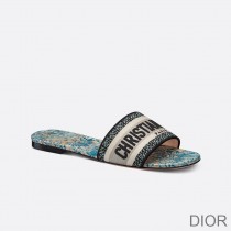 Christian Dior Bag Outlet For Sale Christian Dior Dway Slides Women Brocart Motif Canvas Blue - Dior Bag Outlet Official