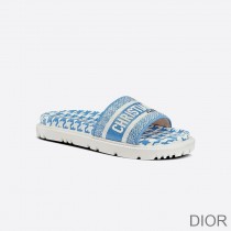 Christian Dior Bag Outlet For Sale Christian Dior Dway Slides Women Houndstooth Motif Cotton Blue - Dior Bag Outlet Official