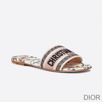 Christian Dior Bag Outlet For Sale Christian Dior Dway Slides Women Rosa Mutabilis Motif Canvas White - Dior Bag Outlet Official
