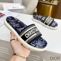 Christian Dior Bag Outlet For Sale Christian Dior Dway Slides Women Toile De Jouy Motif Cotton Blue - Dior Bag Outlet Official