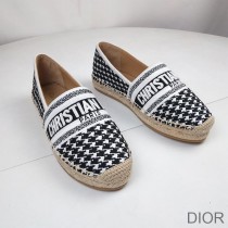 Christian Dior Bag Outlet For Sale Christian Dior Granville Espadrilles Women Houndstooth Embroidery Canvas Black - Dior Bag Outlet Official