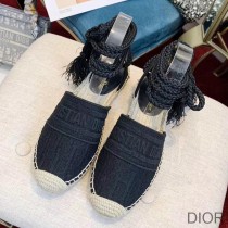 Christian Dior Bag Outlet For Sale Christian Dior Granville Espadrilles with Laces Women Oblique Motif Cotton Black - Dior Bag Outlet Official