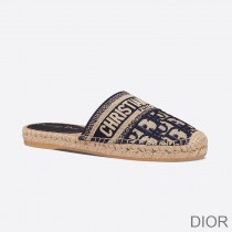 Christian Dior Bag Outlet For Sale Christian Dior Granville Mules Women Oblique Motif Cotton Blue - Dior Bag Outlet Official