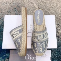 Christian Dior Bag Outlet For Sale Christian Dior Granville Mules Women Oblique Motif Cotton Grey - Dior Bag Outlet Official