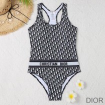 Christian Dior Bag Outlet For Sale Christian Dior Racerback Swimsuit Women Oblique Jacquard Lycra Black - Dior Bag Outlet Official