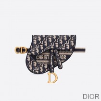 Christian Dior Saddle Flat Belt Pouch Oblique Motif Canvas Blue