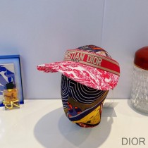 Christian Dior Visor Toile de Jouy Cotton Red