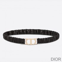 Dior 30 Montaigne Stretch Belt Pleated Lambskin Black/Gold - Dior Bag Outlet Official