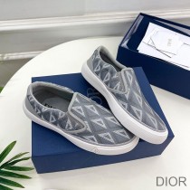 Dior B101 Slip-on Sneakers Unisex CD Diamond Motif Canvas and Smooth Calfskin Grey - Dior Bag Outlet Official