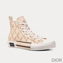 Dior B23 High-Top Sneakers Unisex CD Diamond Motif Canvas Brown - Dior Bag Outlet Official