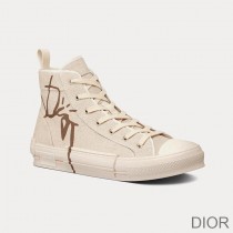 Dior B23 High-Top Sneakers Unisex Cactus Jack Dior Motif Canvas Beige - Dior Bag Outlet Official