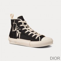 Dior B23 High-Top Sneakers Unisex Cactus Jack Dior Motif Canvas Black - Dior Bag Outlet Official